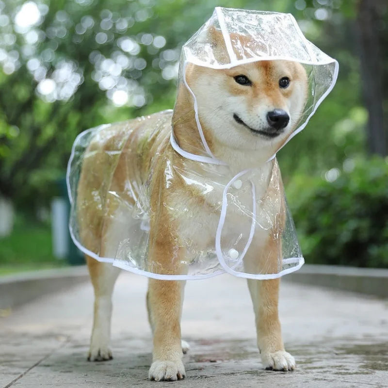 Pet Dog Puppy Transparent Rainwear Raincoat Pet Hooded Waterproof Jacket Clothes Soft PVC Small Dogs Raincoat Puppy Rain Poncho