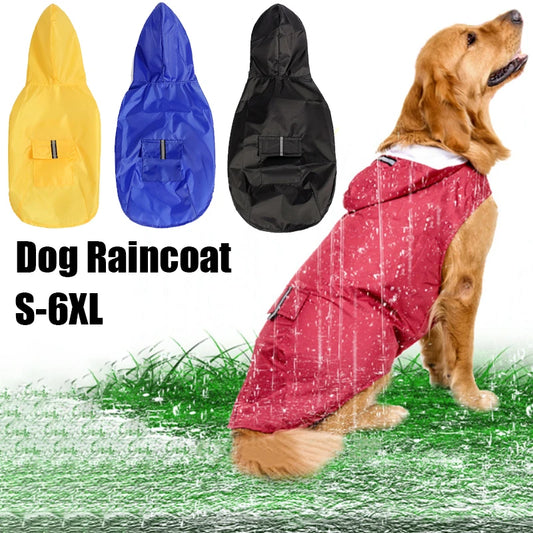 Dog Raincoat Waterproof Hoodie Jacket Rain Poncho Pet Rainwear Clothes with Reflective Stripe Outdoor Dogs Raincoat Accessories