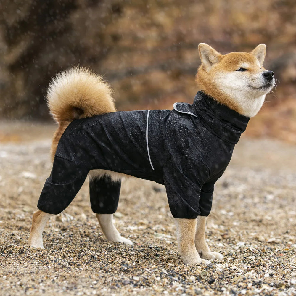 Outdoor Large Dog Raincoat Four Feet Waterproof Dog Clothes Reflective Pet Jacket for Labrador Golden Retriever Shiba Raincoat