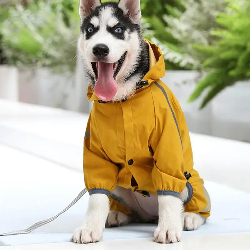 Dog Raincoat Waterproof Reflective Hooded Pet Rain Jacket Lightweight Rain Clothes Rain Poncho Jacket For Small Medium And Large