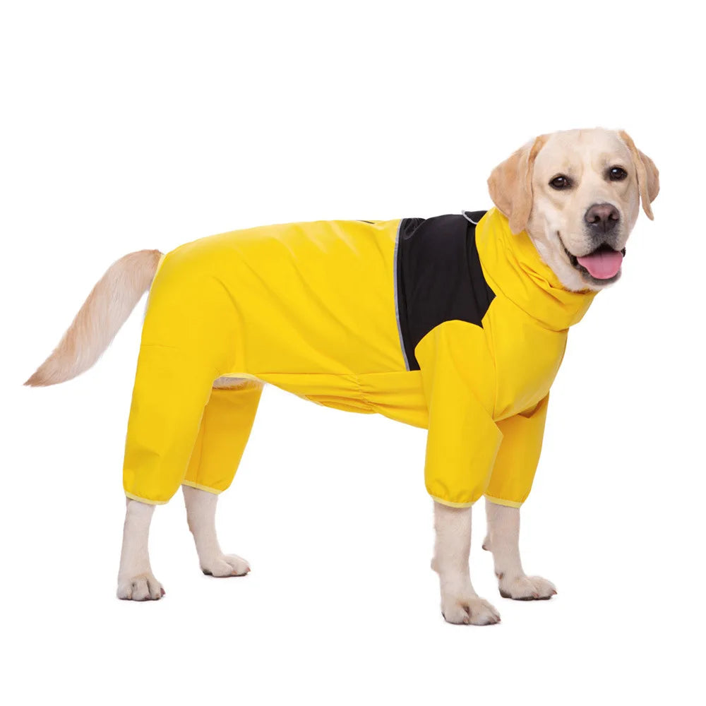 Outdoor Large Dog Raincoat Four Feet Waterproof Dog Clothes Reflective Pet Jacket for Labrador Golden Retriever Shiba Raincoat