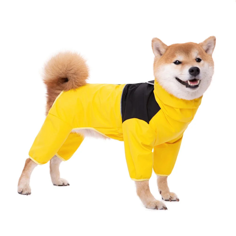 Outdoor Large Dog Raincoat Four Feet Waterproof Dog Clothes Reflective Pet Jacket for Labrador Golden Retriever Shiba Raincoat